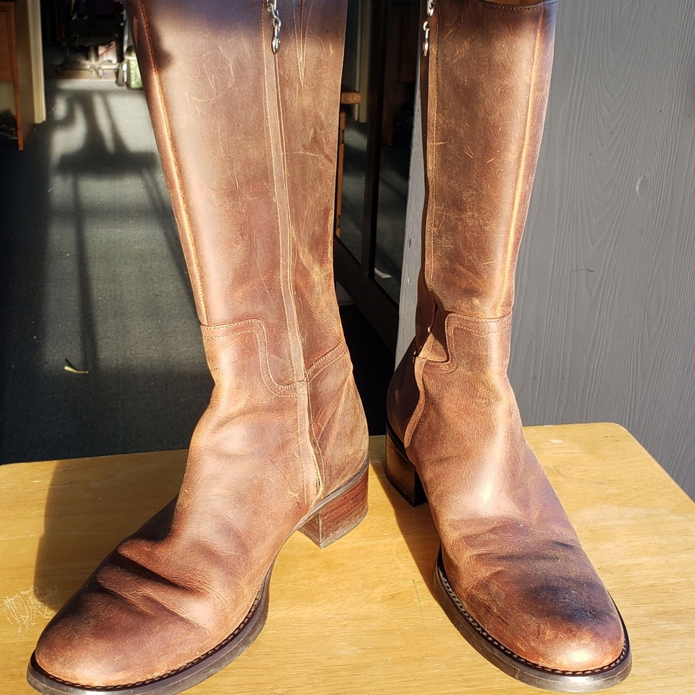 ROCKPORT (Shelf:00) Merenick Waterproof Brown  Rubbed Oil Tall Boots -8.5M